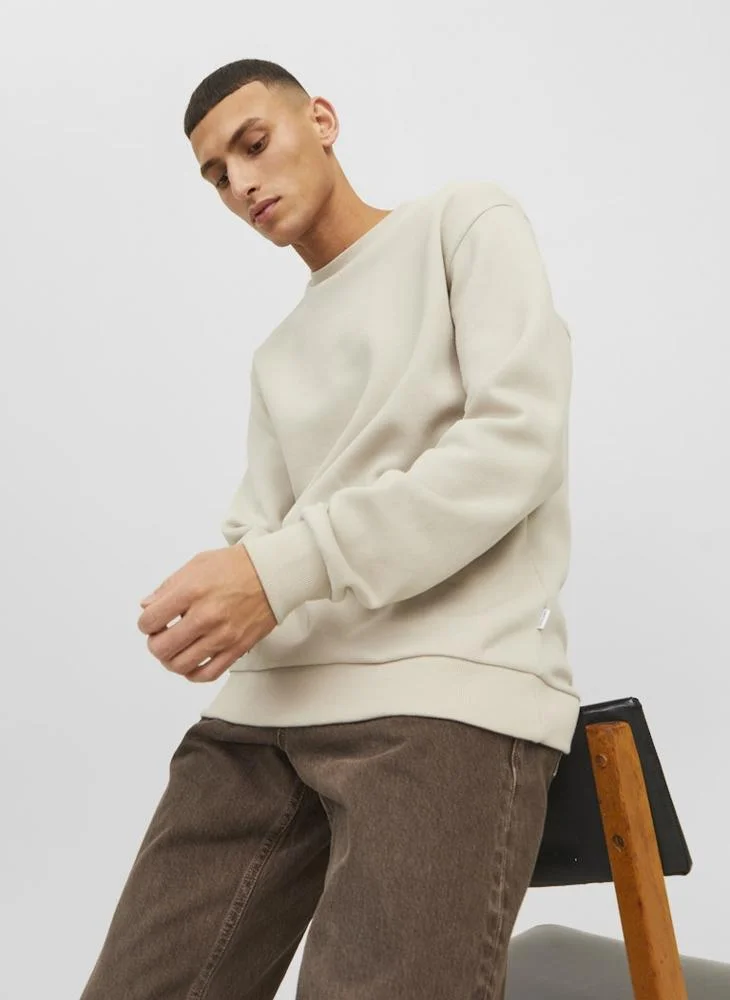 JACK & JONES  Solid Crew Neck Regular Fit Sweatshirt for Men | Best Price UAE